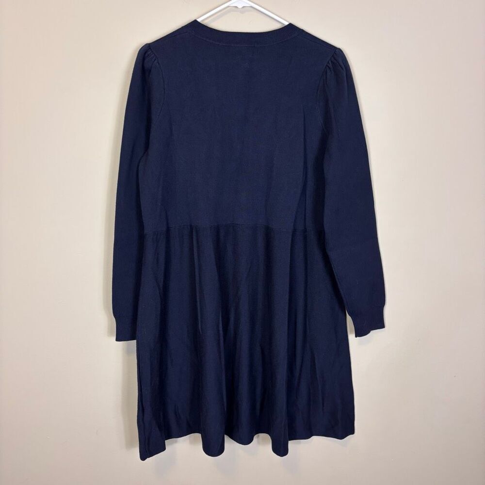 Boden Navy Blue Henley Button Long Sleeve Wool Sweater Dress US 10 - Picture 2 of 10